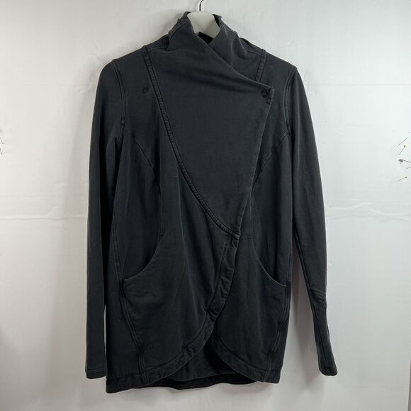 Lululemon That's A Wrap Size 6 Cardigan Sweater Faded Black Stretch French Terry - Picture 5 of 14